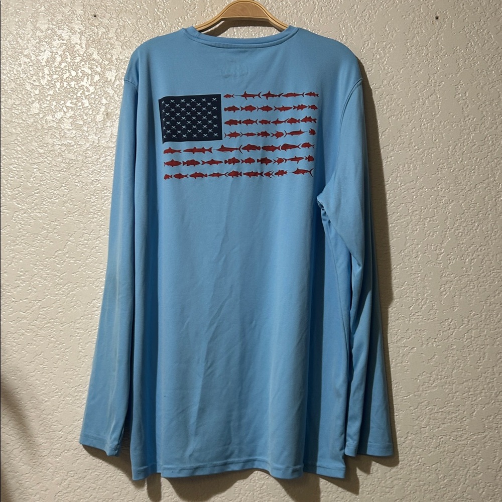 Vapor Apparel Seize the Ray Blue Marlin Marina UPF 50 Cool Wick Long Sleeve